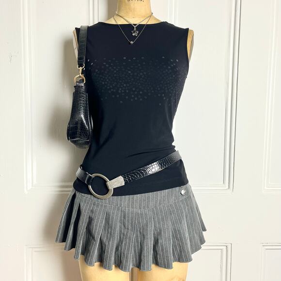 Casual Corner Black Sequin Tank Top glam festive Whimsygoth size M - Picture 3 of 7